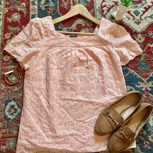 Talbots Square Neck Eyelet Blouse